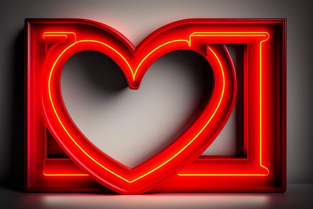 Un corazón rojo está iluminado con la palabra amor.