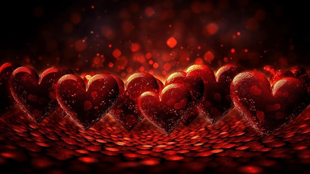 Un corazón rojo está sobre un fondo rojo con un fondo borroso.