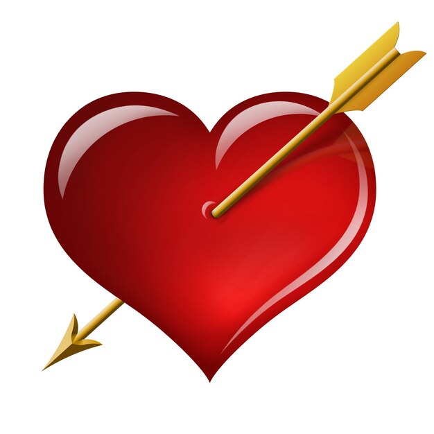 Corazón rojo con una flecha de Cupido