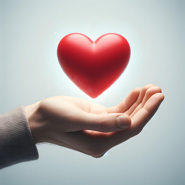 Foto un corazón rojo flotando en una mano día mundial de la salud