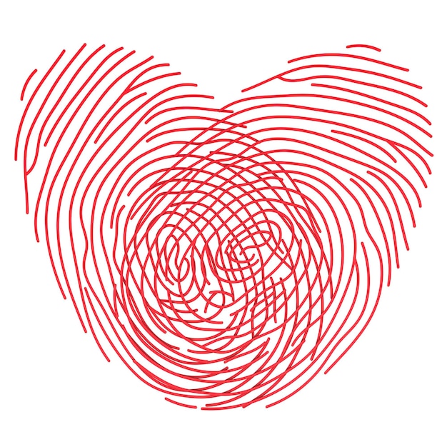 Corazón rojo de las huellas dactilares Concepto de amor y romance Rendering 3D