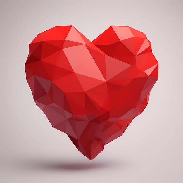 Un corazón rojo LowPoly para sus proyectos de diseño