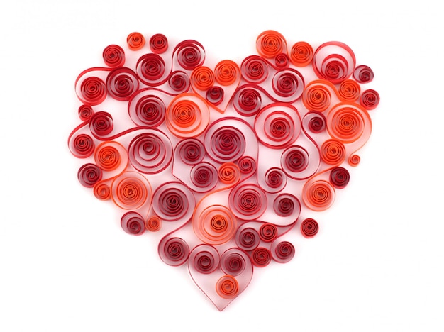 Foto corazón rojo de papel rizado para el día de san valentín