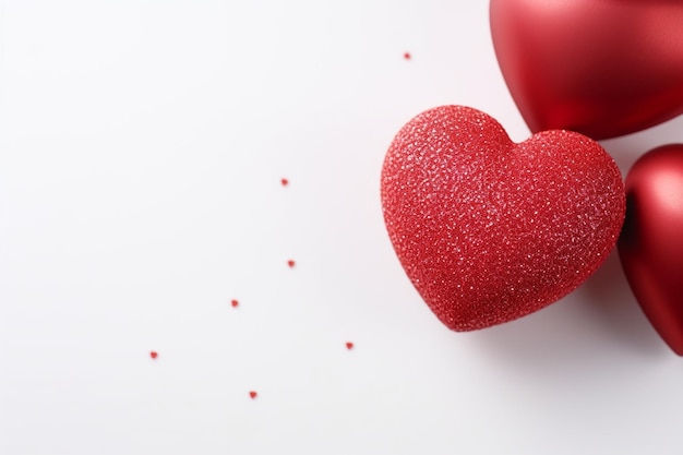 Corazón rojo sobre un fondo blanco Fondo del día de San Valentín Copiar espacio
