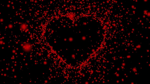 Corazón rojo sobre un fondo negro