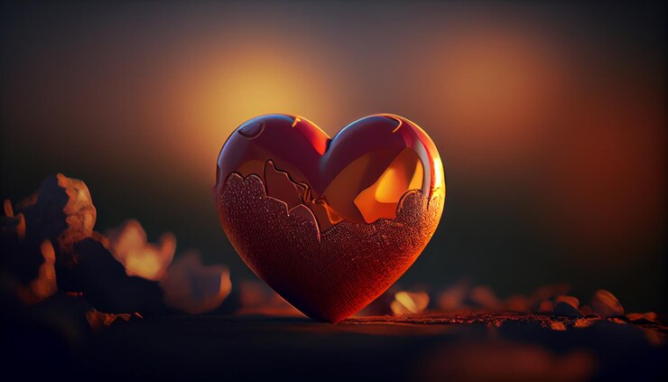 Corazón rojo sobre un fondo oscuro Día de San Valentín ai generativo