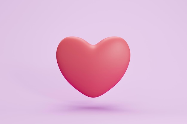 Corazón rojo sobre fondo rosa. icono del corazón, me gusta y ama la ilustración 3d