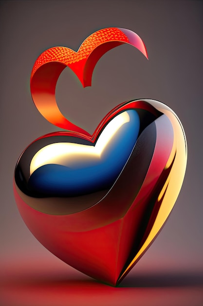 Corazón rojo volador en 3D