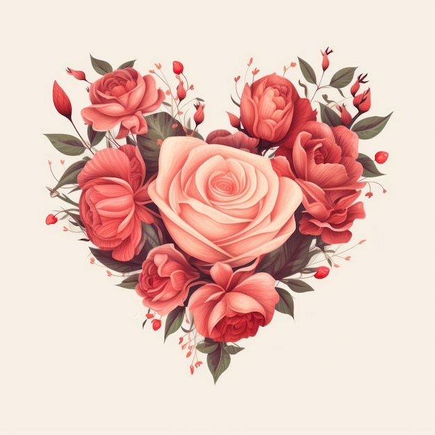 Corazón de rosa aislado en el fondo ilustración de vector de colocación plana v 52 ID de trabajo fafa03b923ec479bbf4702831c