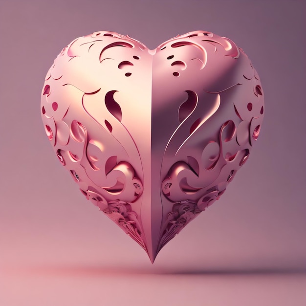Un corazón rosa con un diseño floral.