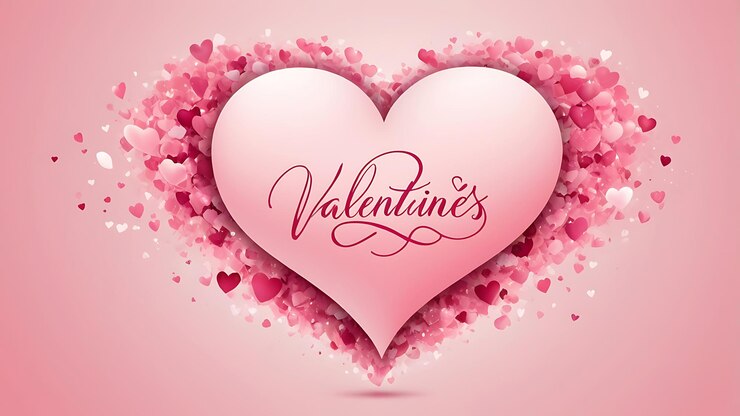corazón rosa con un fondo rosa con corazones rosados en él Ilustración del Día de San Valentín