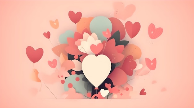 Corazón rosa o forma de amor mariposa y adorno de flores elemento de diseño fondo Día de San Valentín cumpleaños aniversario de boda presente o saludos especiales de pareja romántica