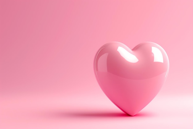 Corazón rosado en 3D sobre un fondo rosado