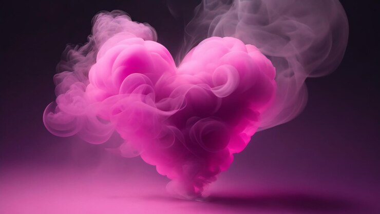 Corazón rosado humo fondo oscuro
