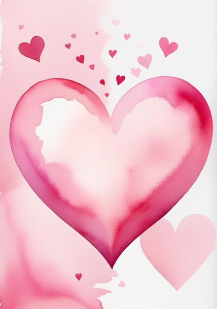 Un corazón rosado pintado sobre un fondo blanco