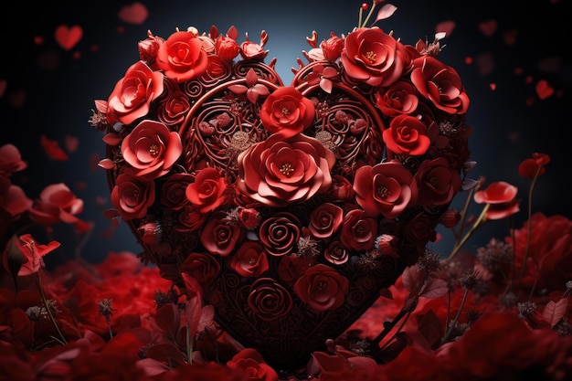 corazón de rosas rojas para el día de san valentín