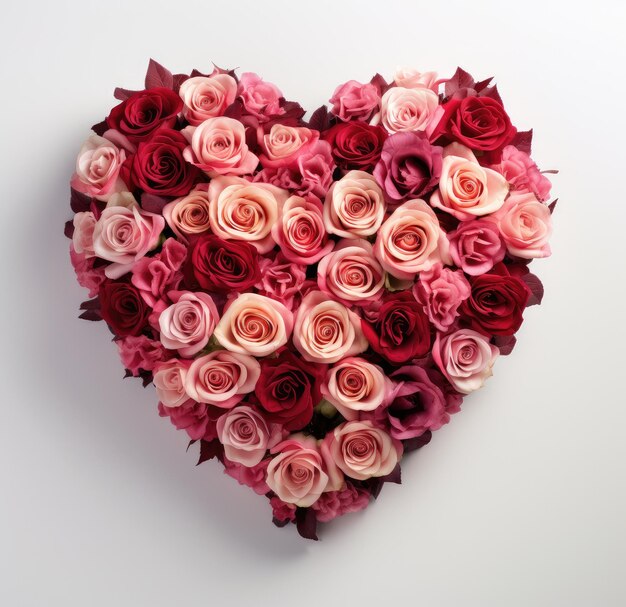 Un corazón de rosas rojas que simboliza el amor eterno IA generativa