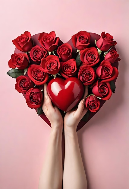 corazón con rosas rojas