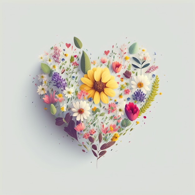 Corazón de San Valentín con diseño floral vintage: una tarjeta vectorial romántica e inspirada en la naturaleza