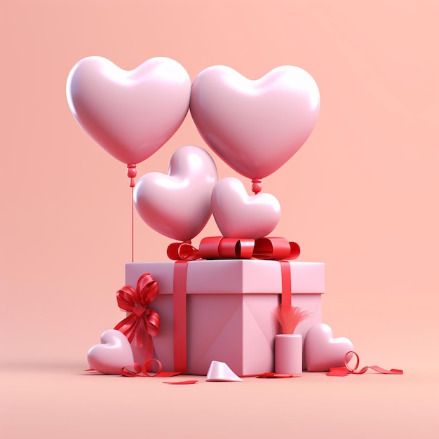 Corazón de San Valentín sobre fondo degradado con ai generativo de ilustración de arcilla 3d