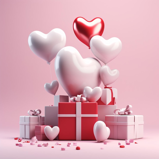 Corazón de San Valentín sobre fondo degradado con ai generativo de ilustración de arcilla 3d