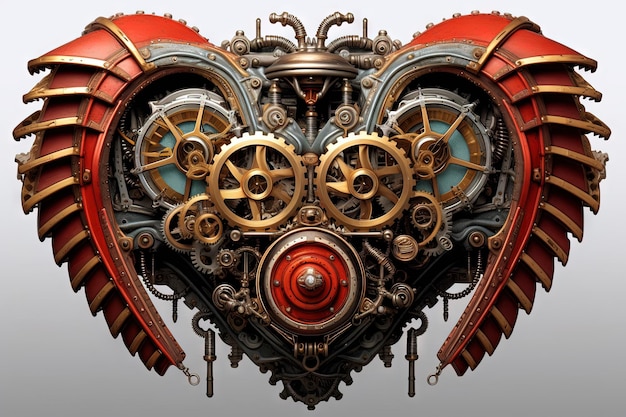 Corazón steampunk ilustración generativa ai