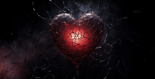 corazón en la telaraña oscura en forma de corazón fondo de pantalla digital hd