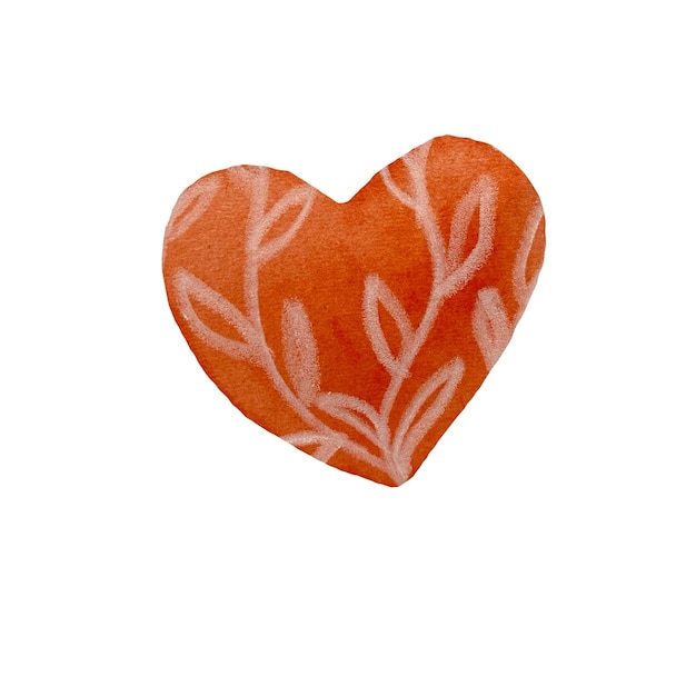 Corazón con textura de color rojo claro. Una ilustración de acuarela. Dibujado a mano aislado. sobre fondo blanco.