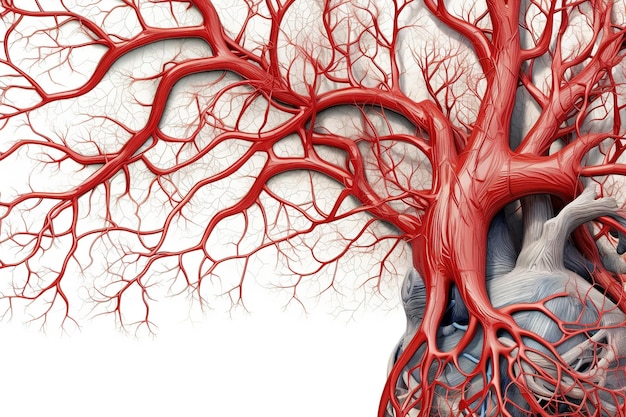 Foto corazón vascular aislado sobre fondo blanco generado por ai