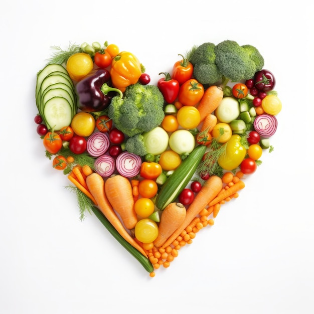 Foto corazón vegetal sobre un fondo blanco