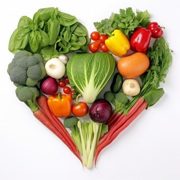 Foto corazón vegetal sobre un fondo blanco