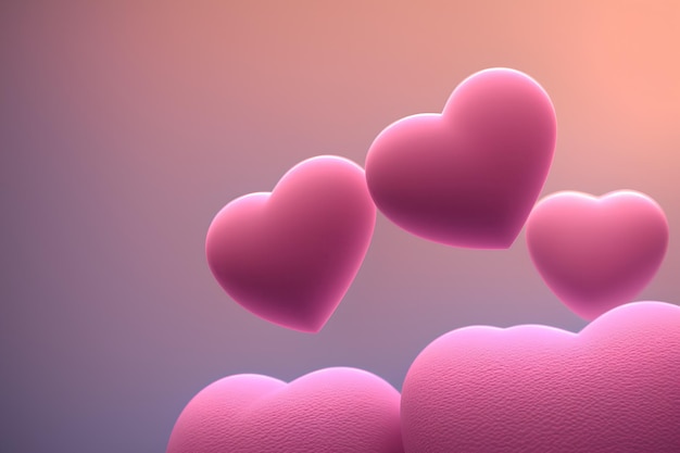 Corazones 3d multicolores, día del amor, fondo romántico