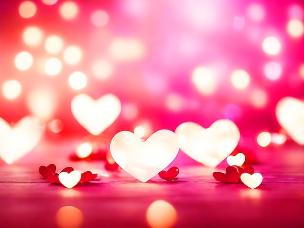 Foto corazones brillantes bokeh luz día de san valentín fondo día de san valentín concepto generativo ai