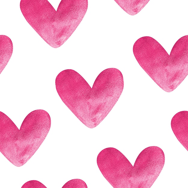 Foto corazones de color rosa con patrón transparente acuarela brillante