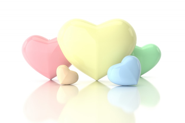 Corazones en colores pastel.