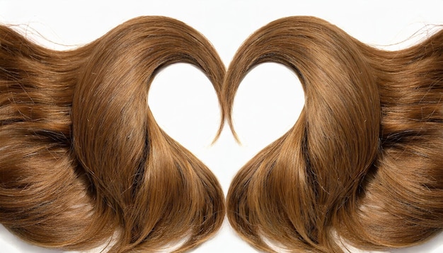 Foto corazones de corazón cabello marrón formando la forma del amor día de san valentín