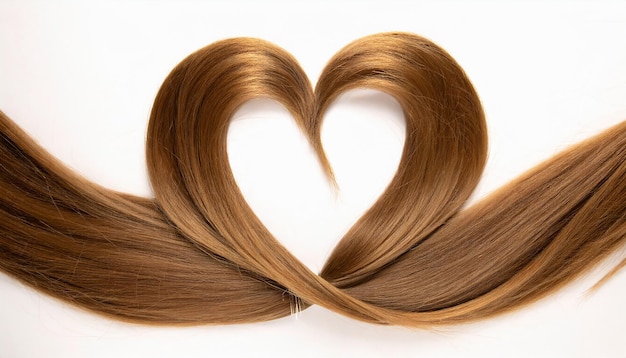 Corazones de corazón Cabello marrón Formando la forma del amor Día de San Valentín