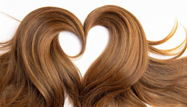 Corazones de corazón Cabello marrón Formando la forma del amor Día de San Valentín