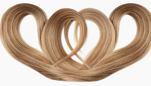 Corazones de corazón Cabello marrón Formando la forma del amor Día de San Valentín