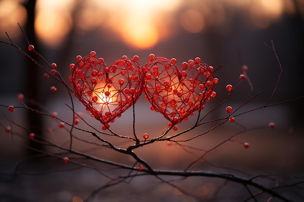 Corazones entrelazados el día de San Valentín la unidad la foto de san Valentín