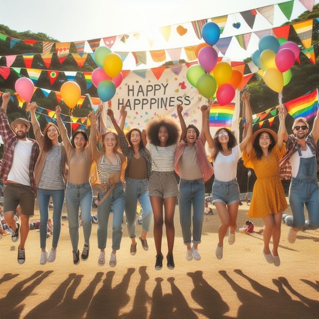 Foto los corazones felices unen una instantánea global de alegría en el día internacional de la felicidad