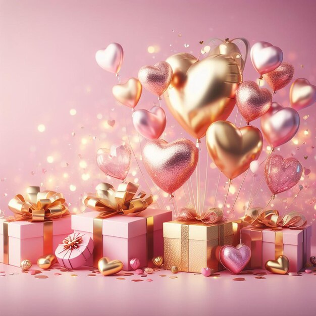 Corazones de fondo rosa para el concepto del día de San Valentín generado