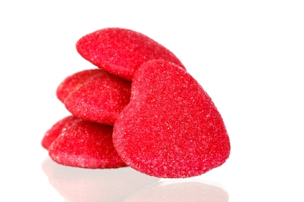 Corazones de gelatina roja