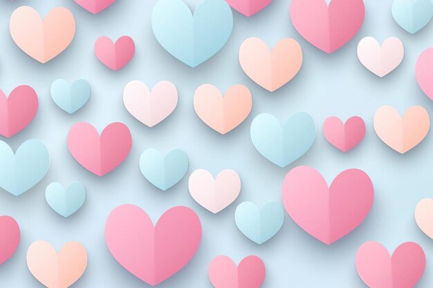 Foto corazones lindos fondo colores pastel papel recortado tiza bonito papel tapiz de amor femenino