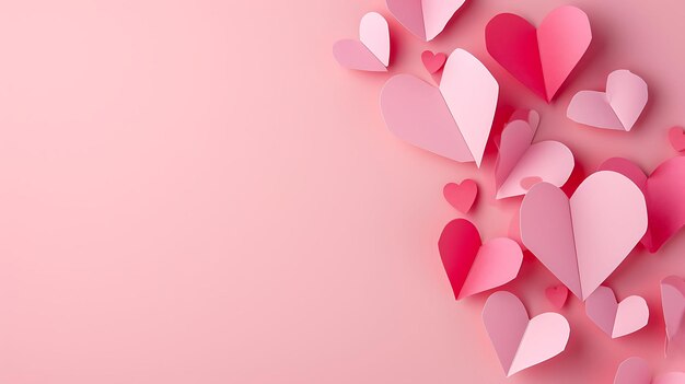 Corazones de papel del día de San Valentín en rosa.