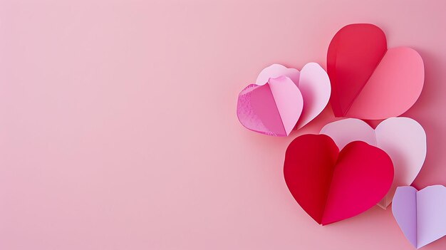 Corazones de papel del día de San Valentín en rosa.