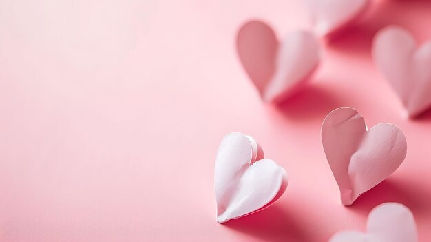 Corazones de papel del día de San Valentín en rosa.