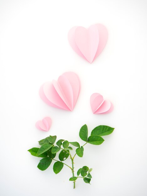 Corazones de papel rosa amor creativo