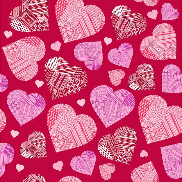 corazones con patrones patrón sin costuras para el juego de caracteres del día de san valentín del símbolo del amor 14 de febrero