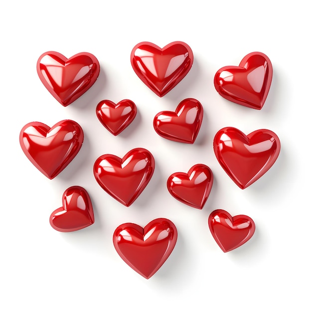 corazones rojos aislados en un fondo blanco día de San Valentín copiar espacio un símbolo de amor romance de las relaciones